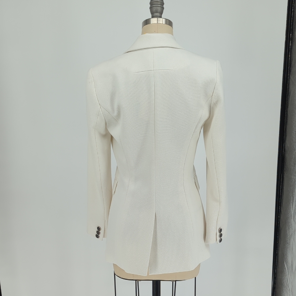 01563 WHBM One Button Blazer White size 0 preppy Business casual classic office - Picture 2 of 9